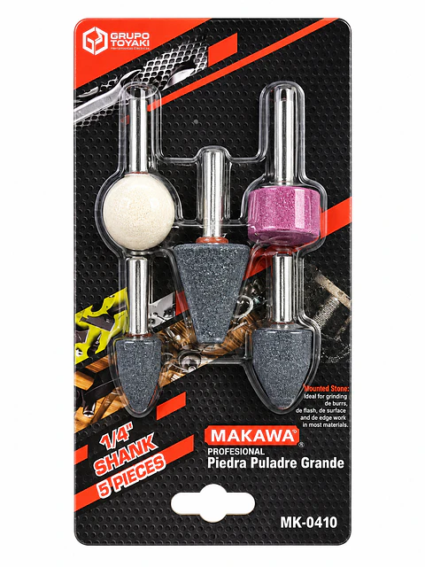 Set de Piedras Montadas para Esmeril 1/4 Pulgada Makawa 5 Piezas MK-0410