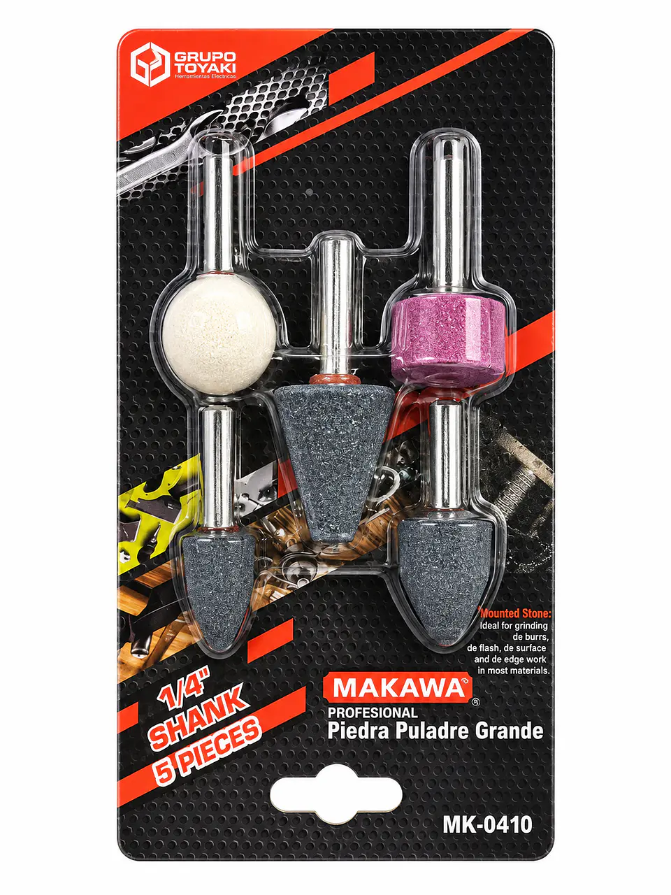 Set de Piedras Montadas para Esmeril 1/4 Pulgada Makawa 5 Piezas MK-0410 1