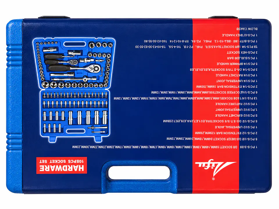 Juego de Dados y Accesorios Lifu 108 Piezas Métrico SAE y Torx 1