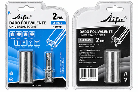 Dado Universal 7–19 mm Lifu LF7032 con Adaptador 3/8 Pulgada