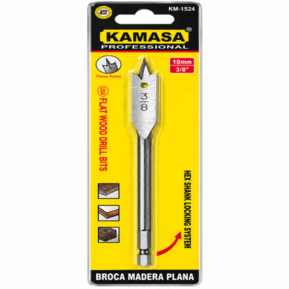 Broca Plana para Madera MAKAWA KM-1524 10 mm (3/8 Pulgada) 1