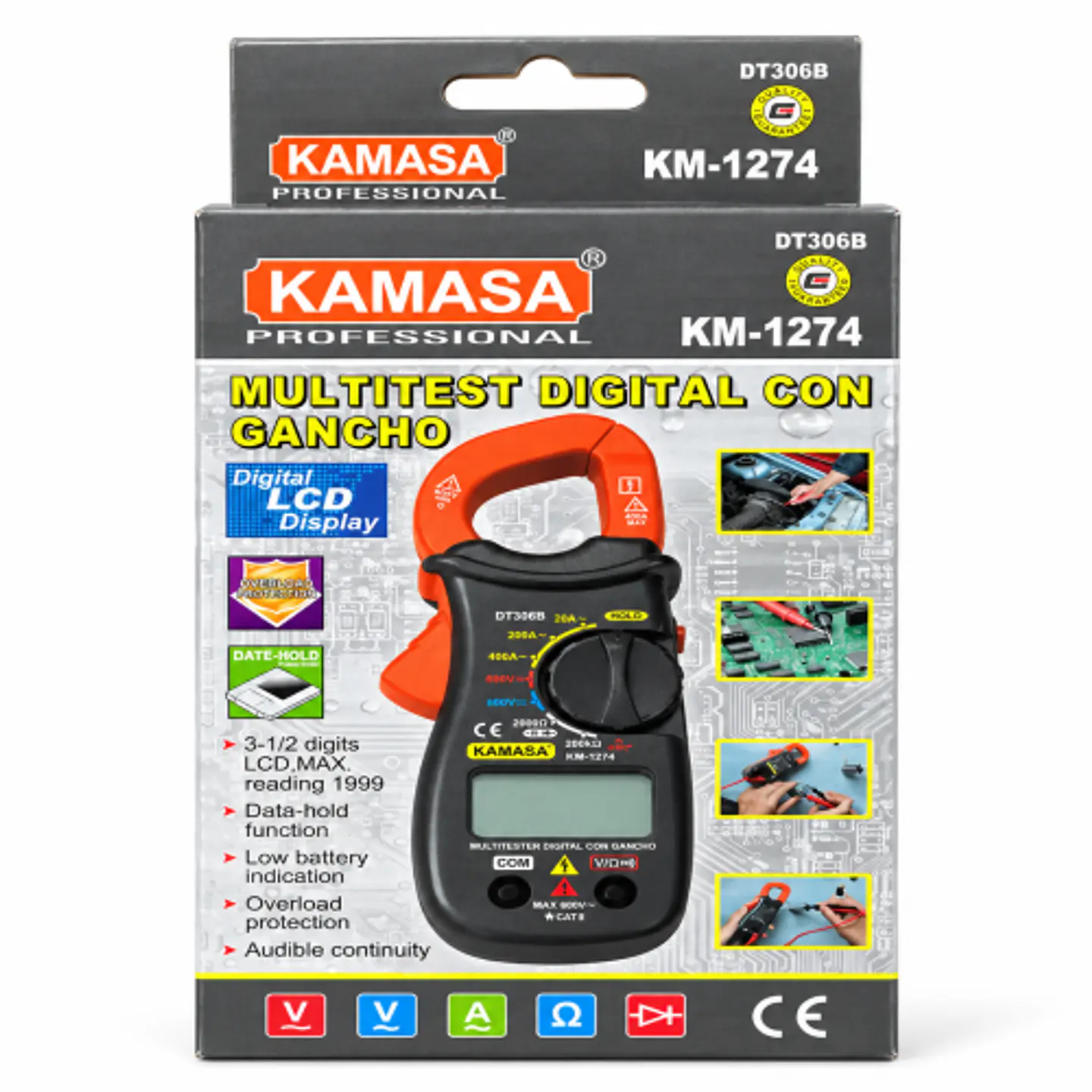 Multímetro Digital con Gancho KAMASA KM-1274 DT306B 1