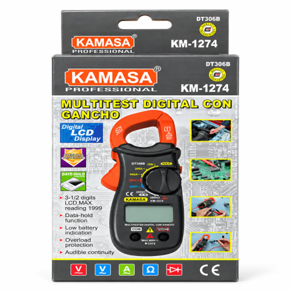 Multímetro Digital con Gancho KAMASA KM-1274 DT306B 1