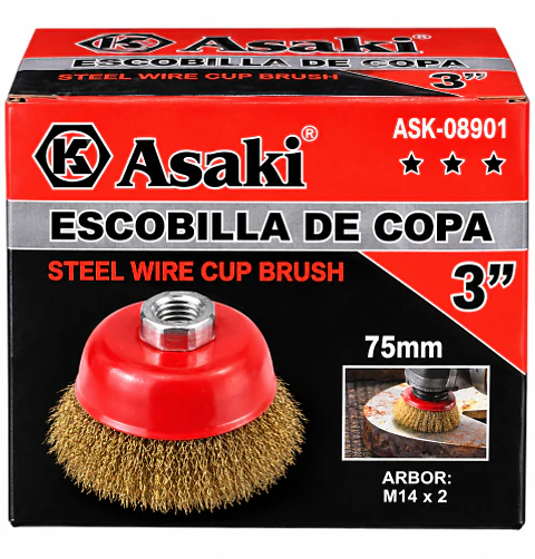 Escobilla de Copa de Alambre de Acero Asaki 3 Pulgadas (75 mm) ASK-08901
