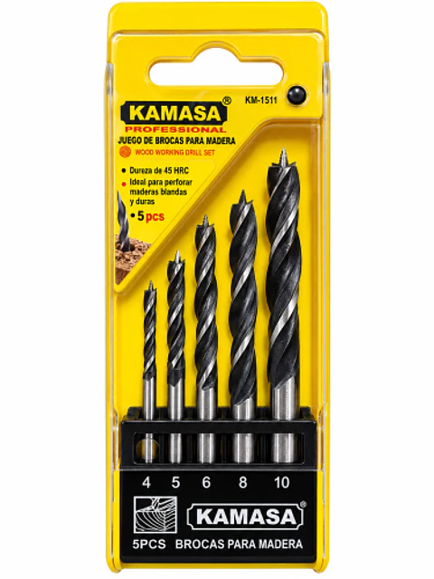 Juego de Brocas para Madera Kamasa 5 Piezas KM-1511