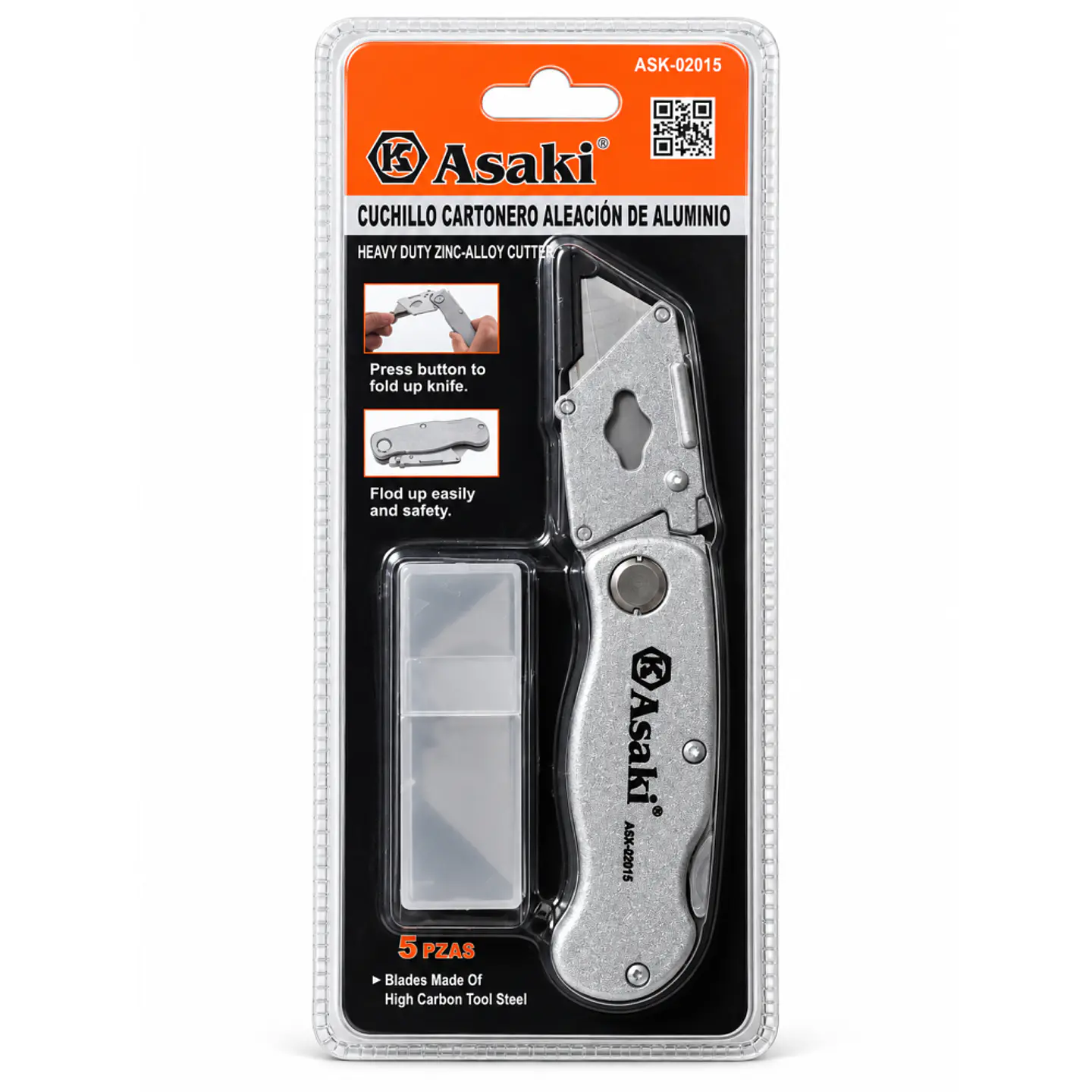Cuchillo Cartonero Plegable Asaki de Aleación de Zinc ASK-02015 1