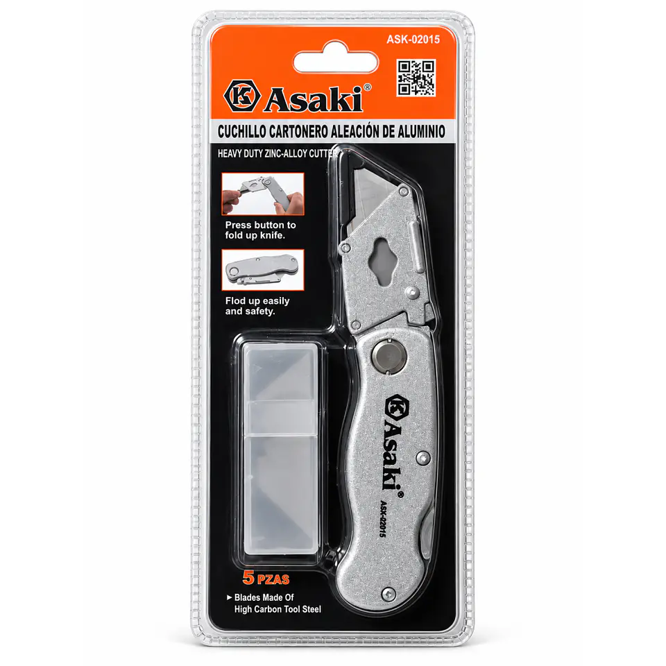 Cuchillo Cartonero Plegable Asaki de Aleación de Zinc ASK-02015 1