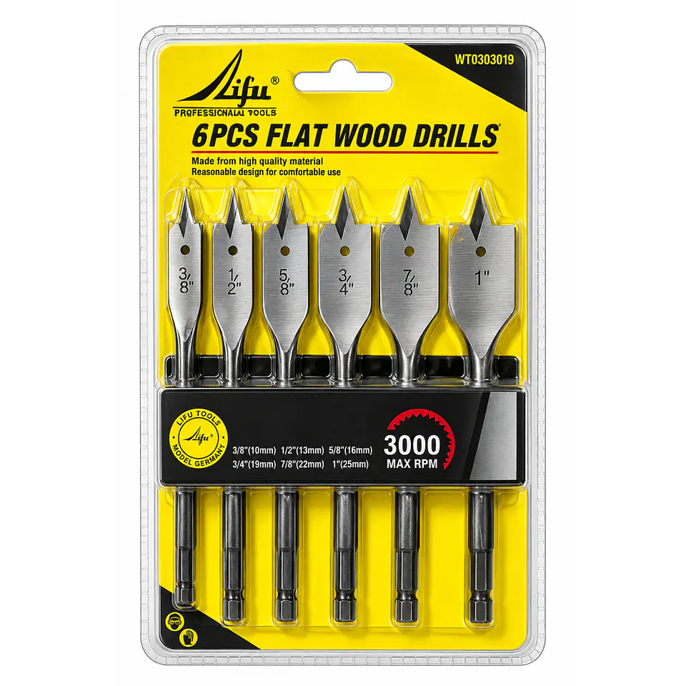 Juego de Brocas Planas para Madera Lifu 6 Piezas WT0303019 1