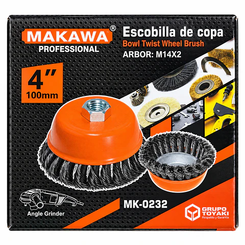 Cepillo de Copa Trenzado MAKAWA 4 Pulgadas 100 mm M14 x 2