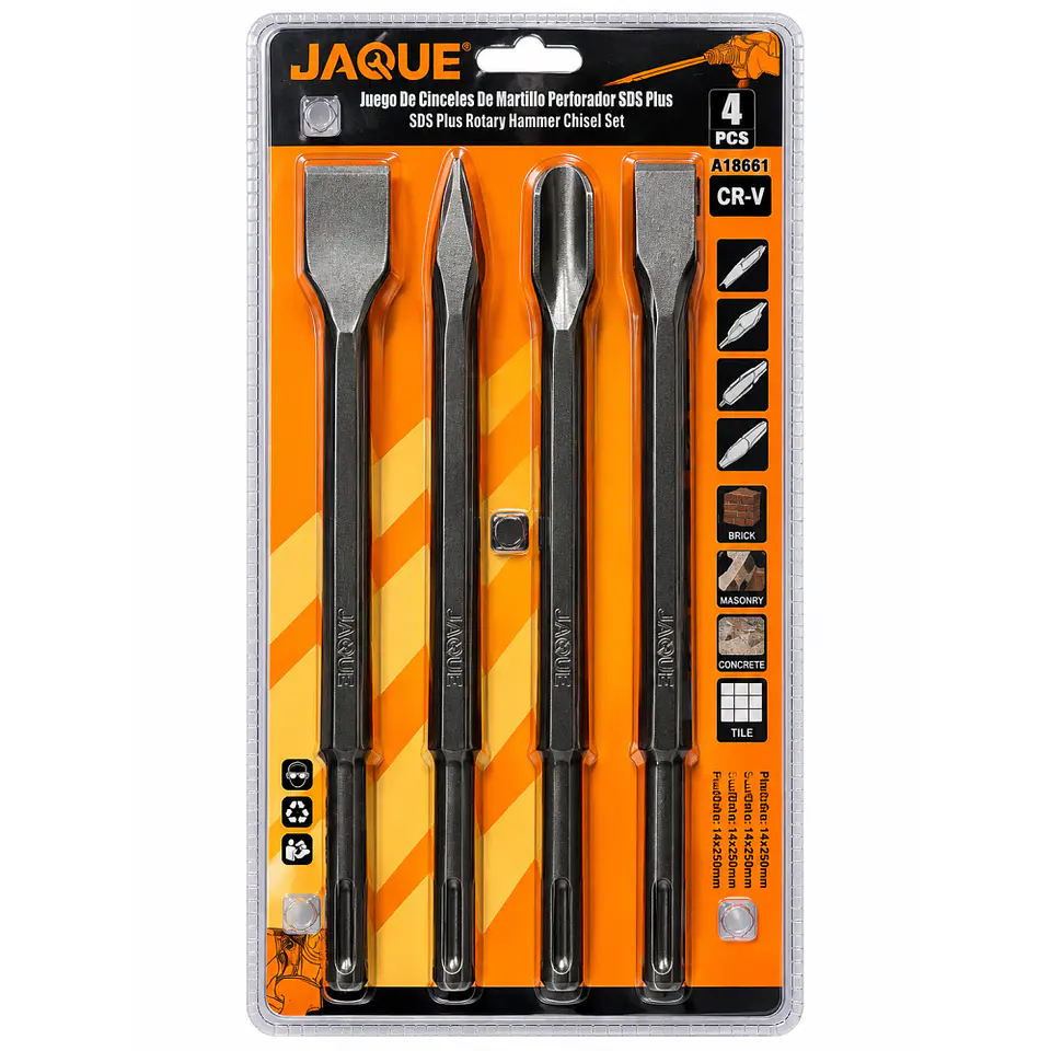 Juego de Cinceles SDS Plus Jaque A18661 4 Piezas 250 mm 1