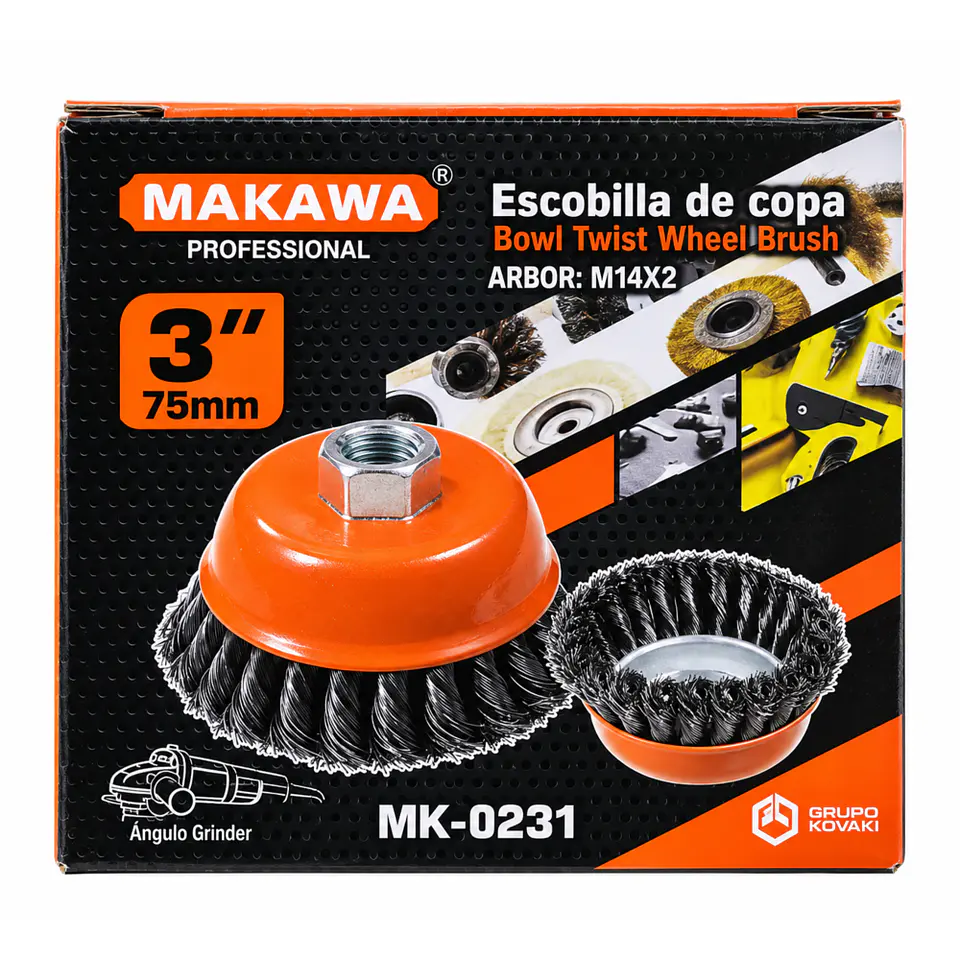 Escobilla de Copa Trenzada Makawa MK-0231 3 Pulgadas 75 mm 1