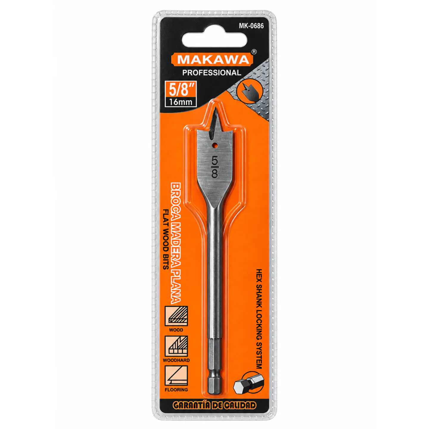 Broca Plana para Madera Makawa MK-0686 5/8 Pulgada 16 mm 1