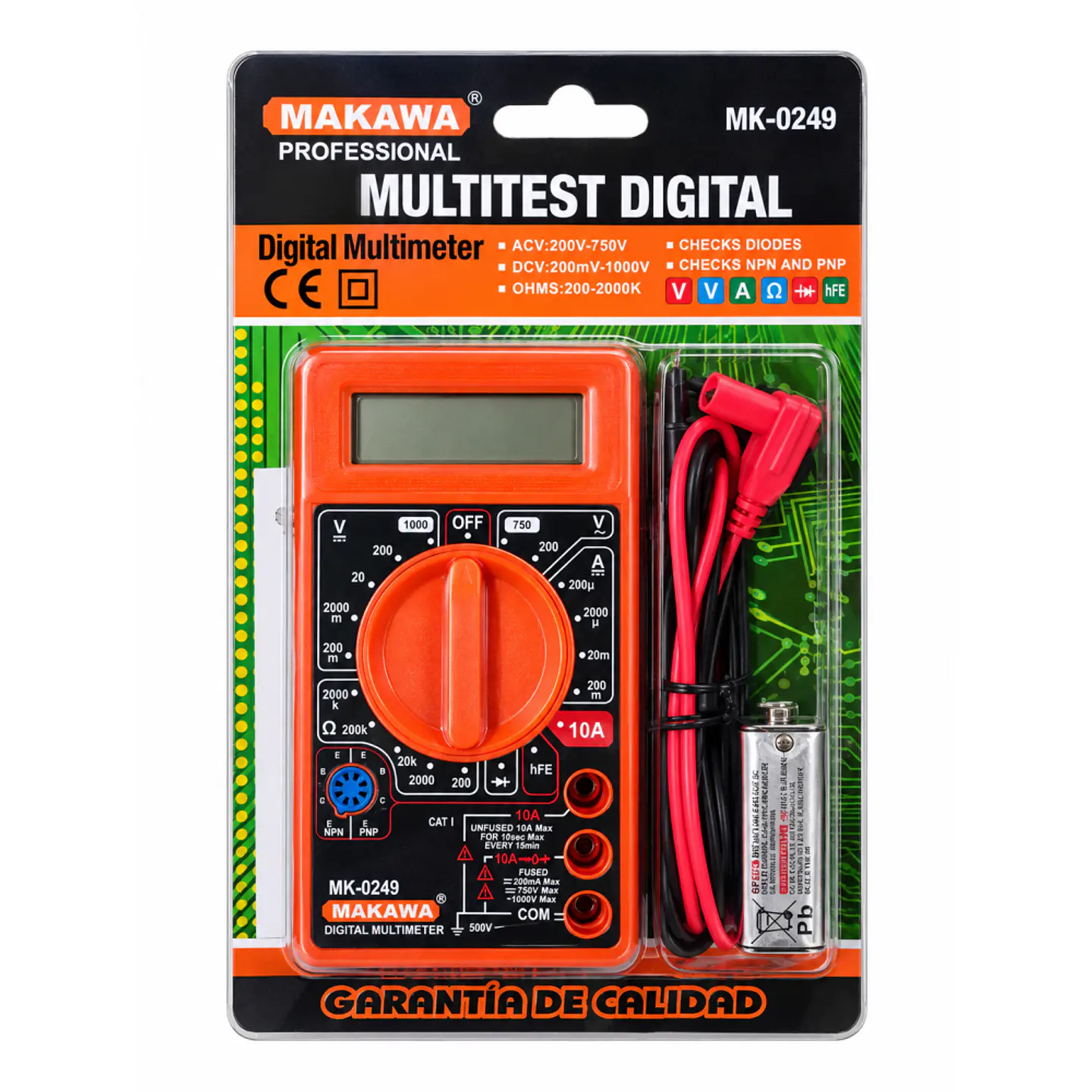 Multímetro Digital Makawa MK-0249 con Puntas de Prueba 1