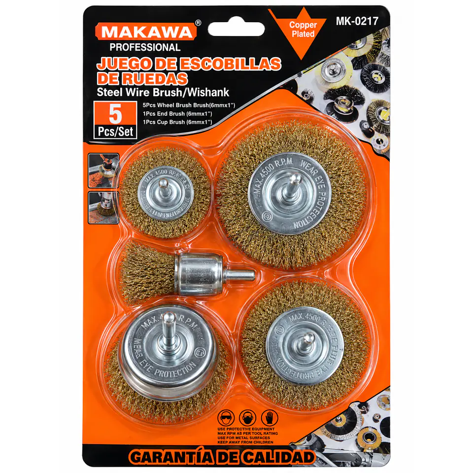 Juego de Escobillas de Acero Makawa MK-0217 5 Piezas 1