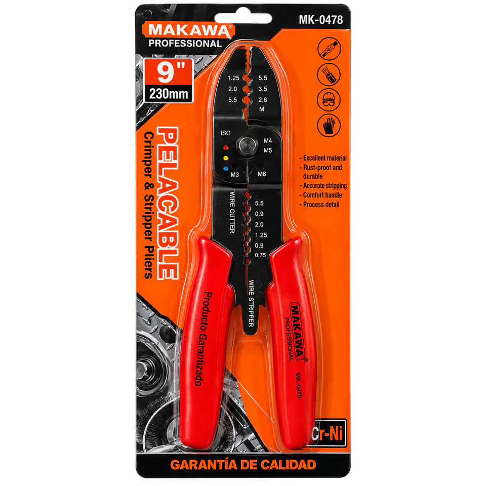 Alicate Pelacables y Crimpador Makawa MK-0478 9 Pulgadas 1
