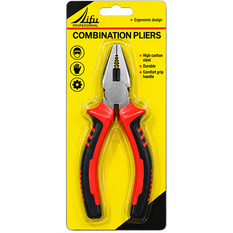 Alicate Universal Lifu de Acero al Carbono Mango Rojo y Negro