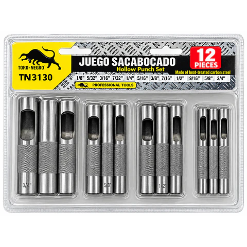 Juego de Sacabocados Toro-Negro TN3130 12 Piezas