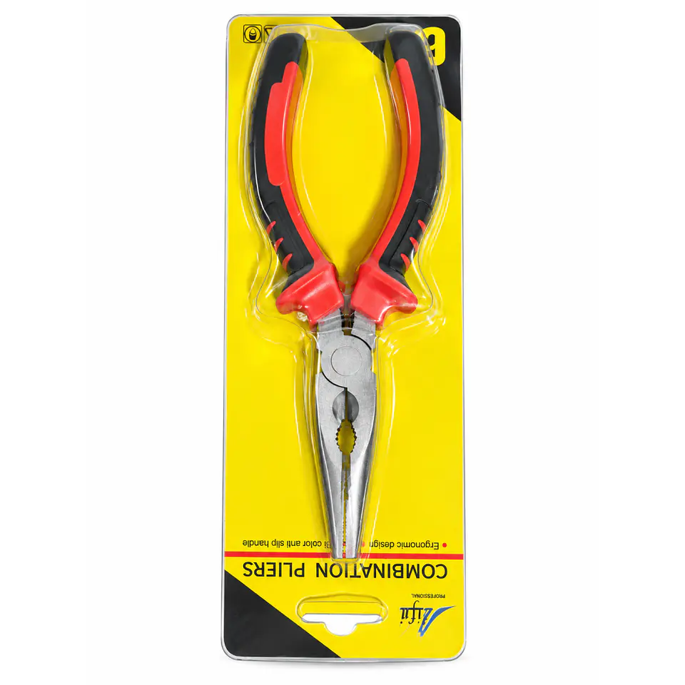 Alicate de Punta Larga Lifu con Mango Rojo y Negro 1