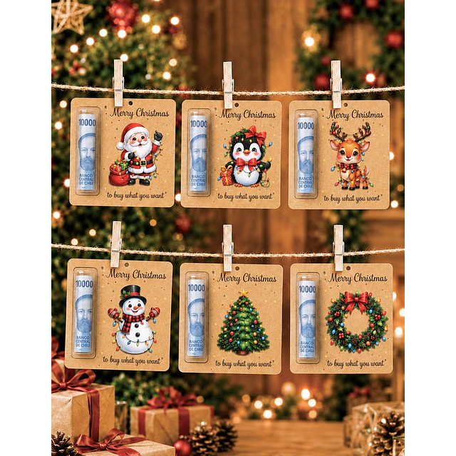 Tarjetitas Navideñas para Regalar Dinero