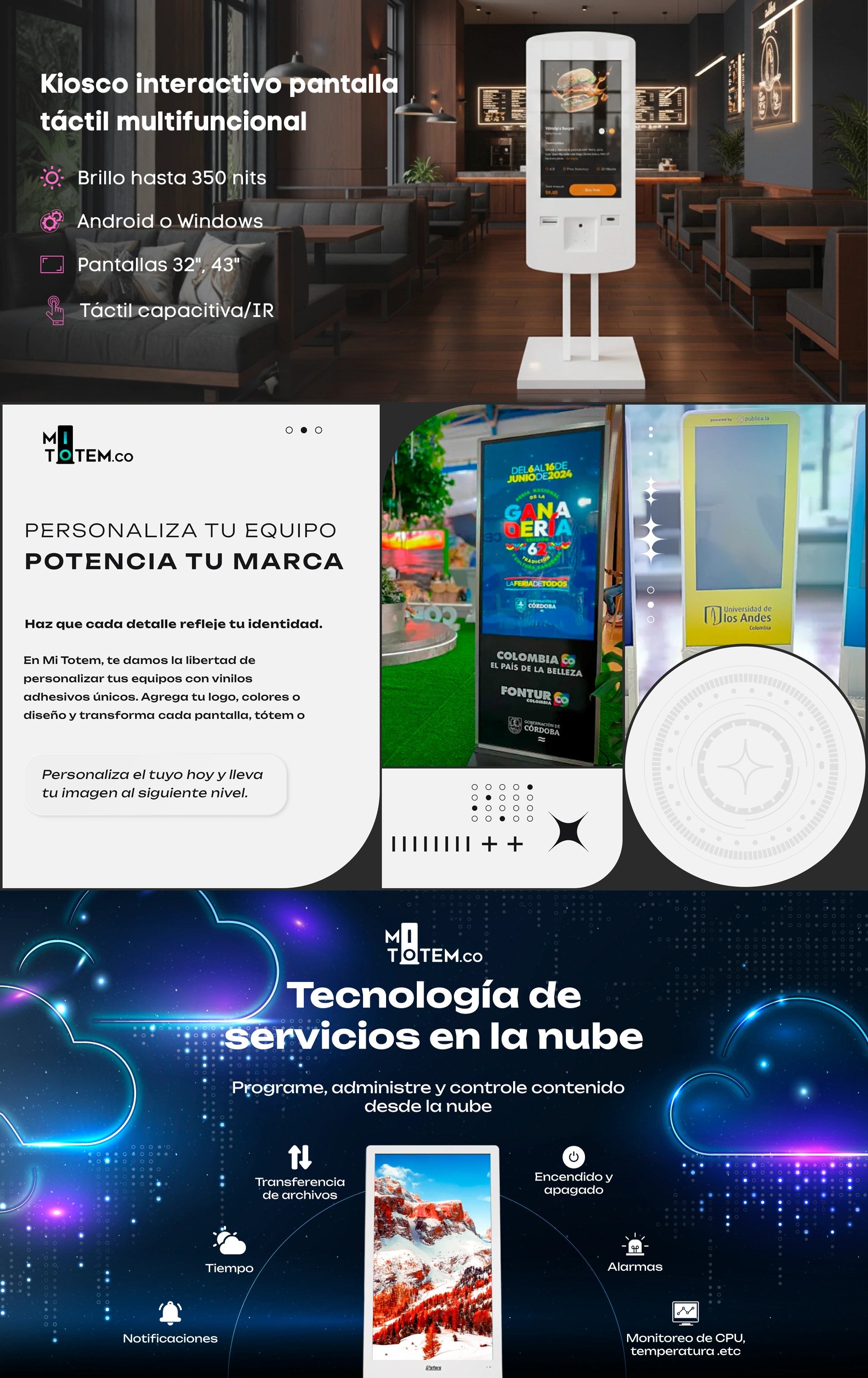 Kiosco interactivo pantalla táctil multifuncional-caracteristicas