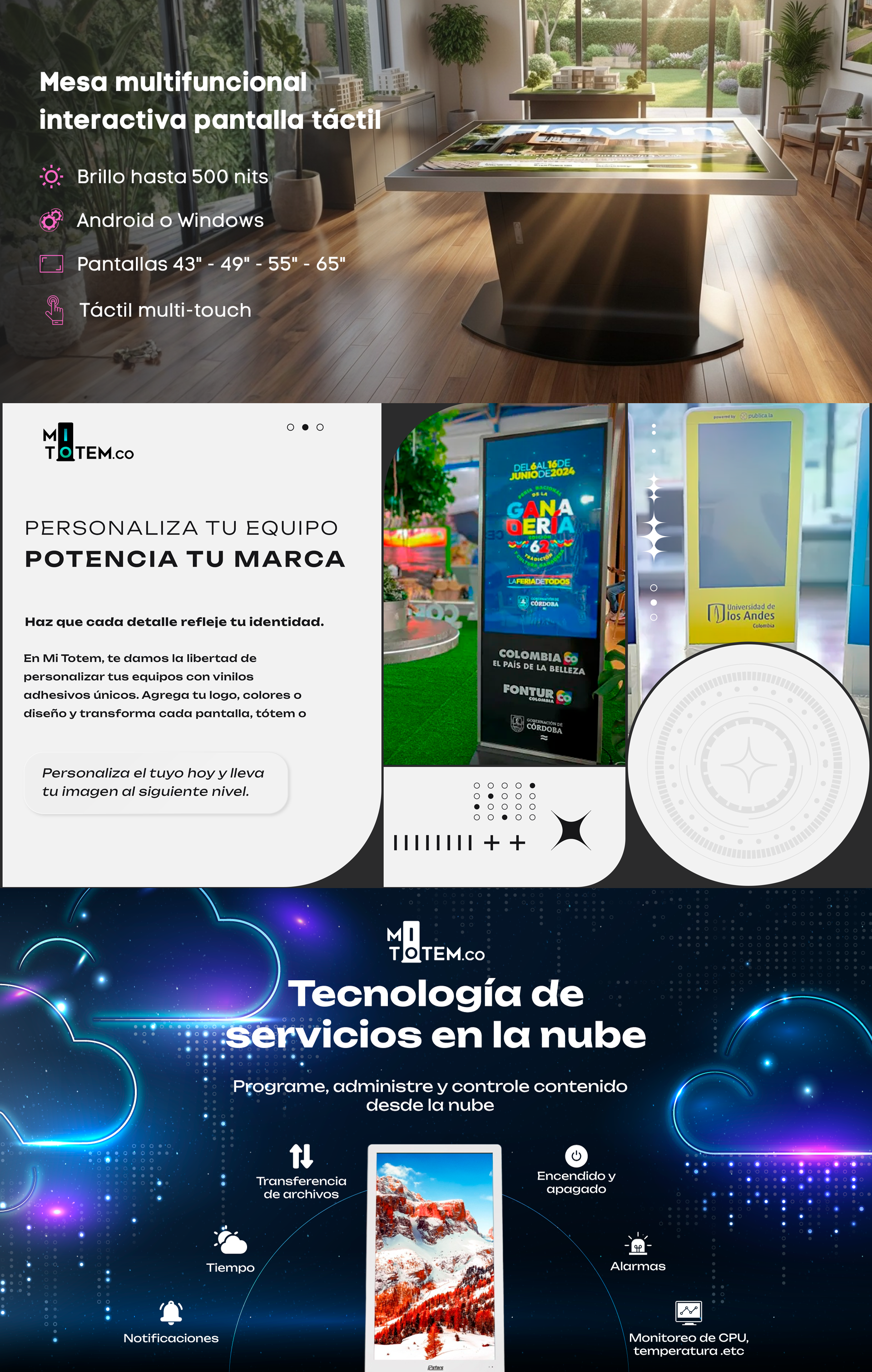 Mesa multifuncional interactiva pantalla táctil-caracteristicas