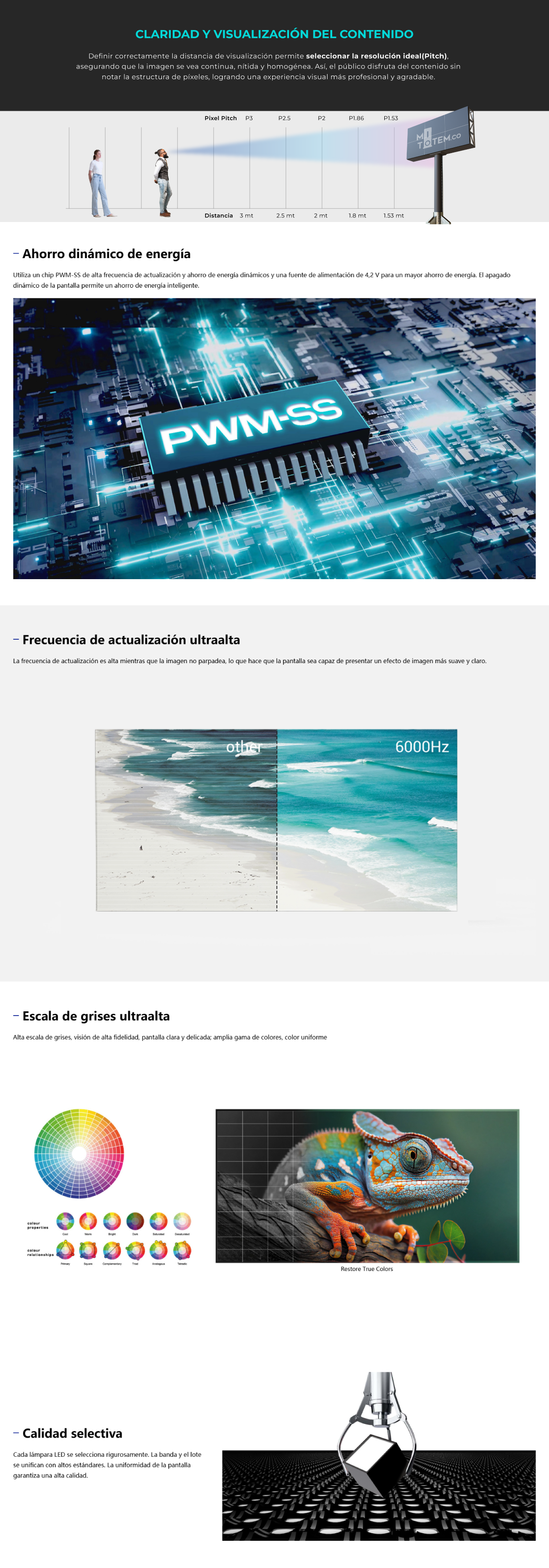 Pantalla LED Publicitaria Fija para interior (Indoor) mantenimiento frontal-caracteristicas