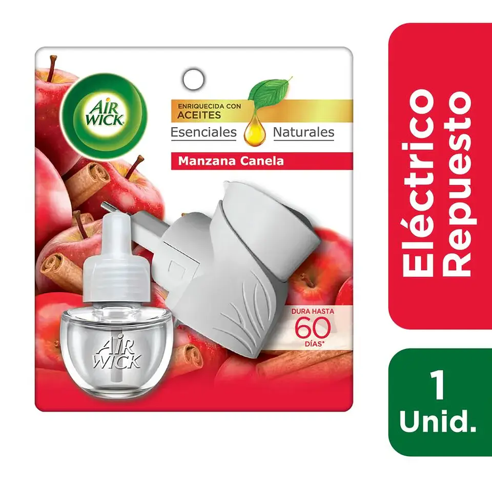 Desodorante Ambiental Air Wick Eléctrico Aparato + Repuesto Manzana Canela 21 ml 1