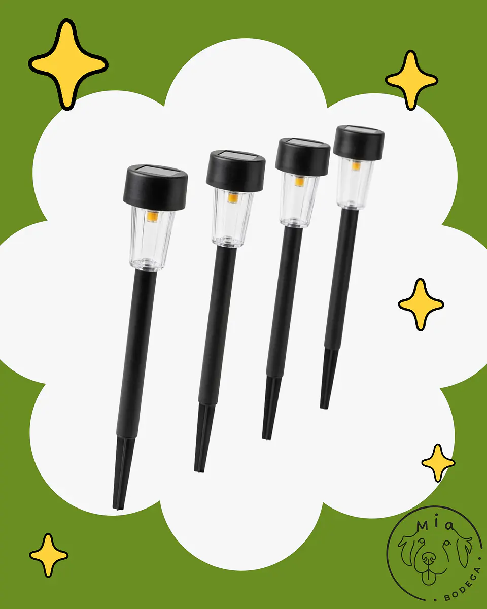 Solar Gardener - Pack 4 Lámparas Solar Negra 33 cm 1