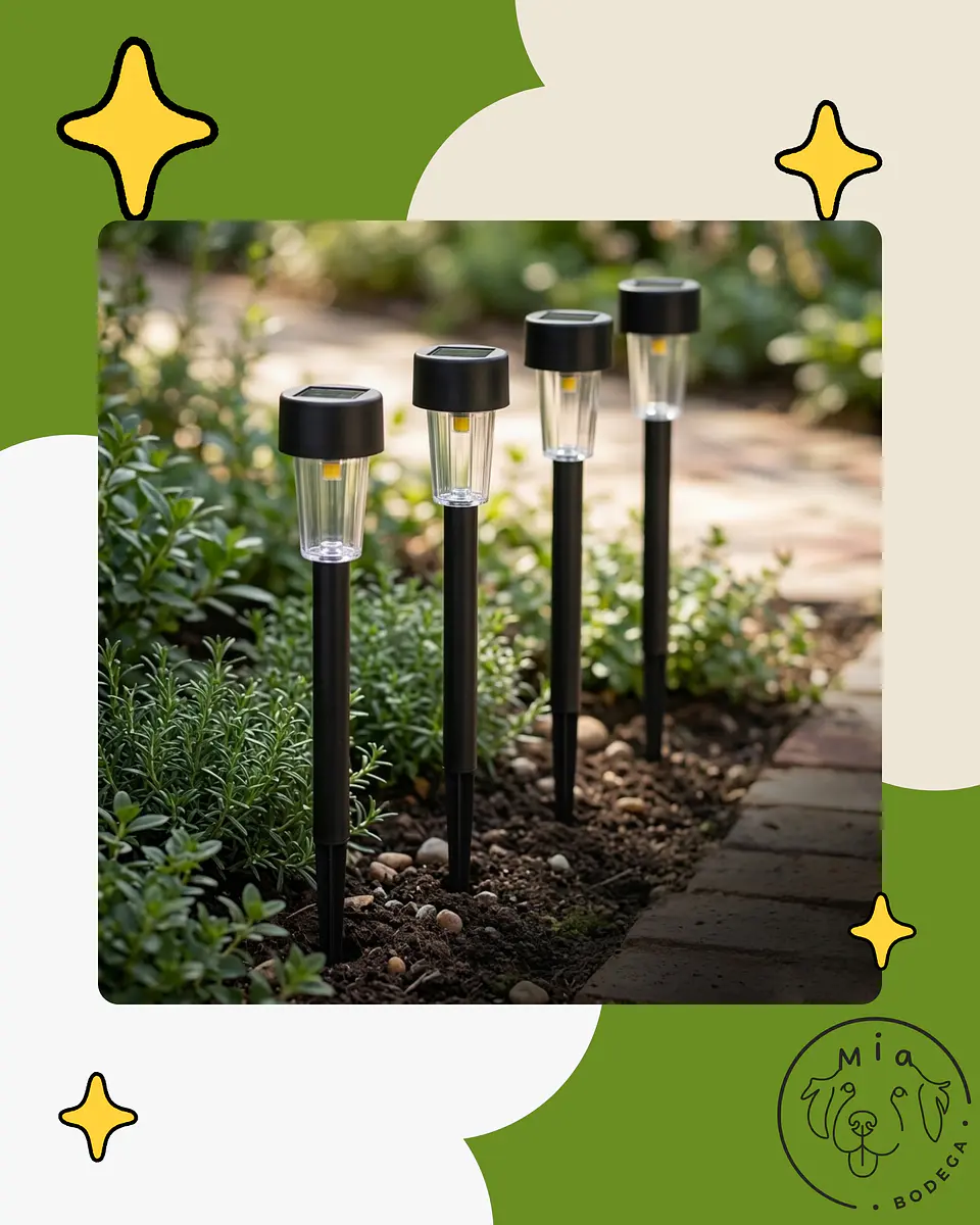 Solar Gardener - Pack 4 Lámparas Solar Negra 33 cm 2