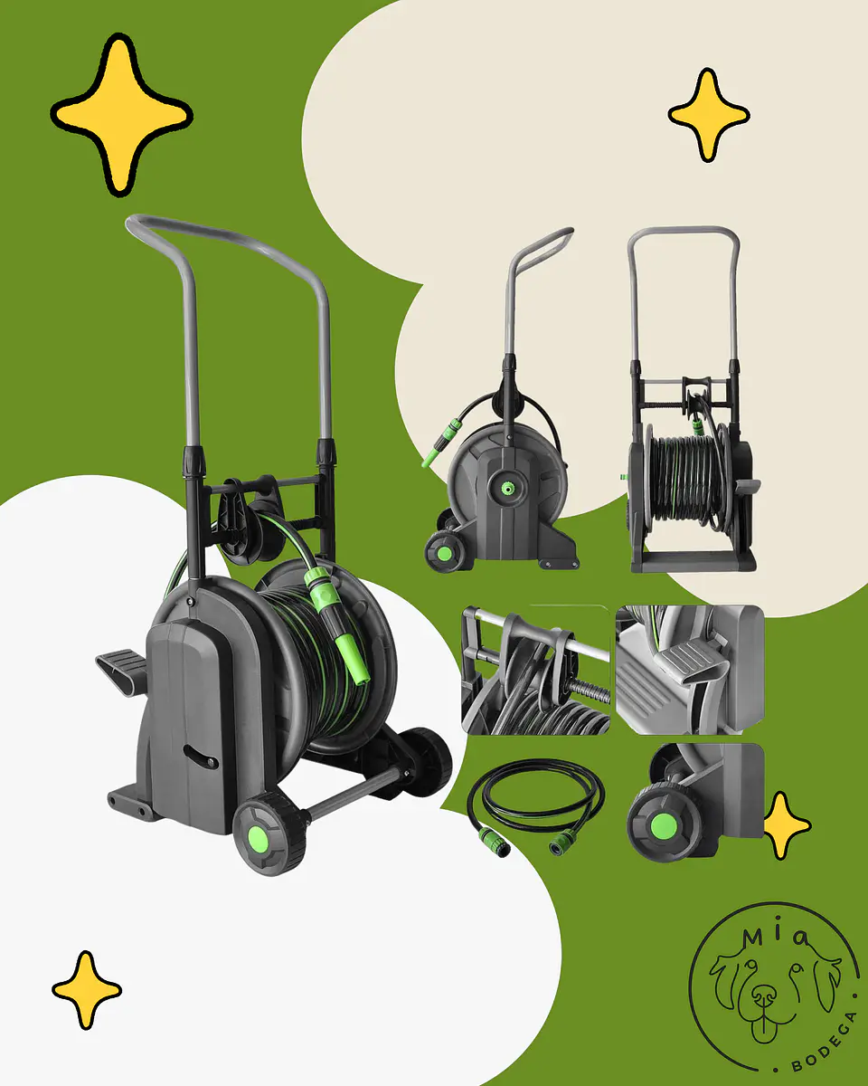 Carro Porta Manguera Con Manguera De 25 Mts Incluida 1