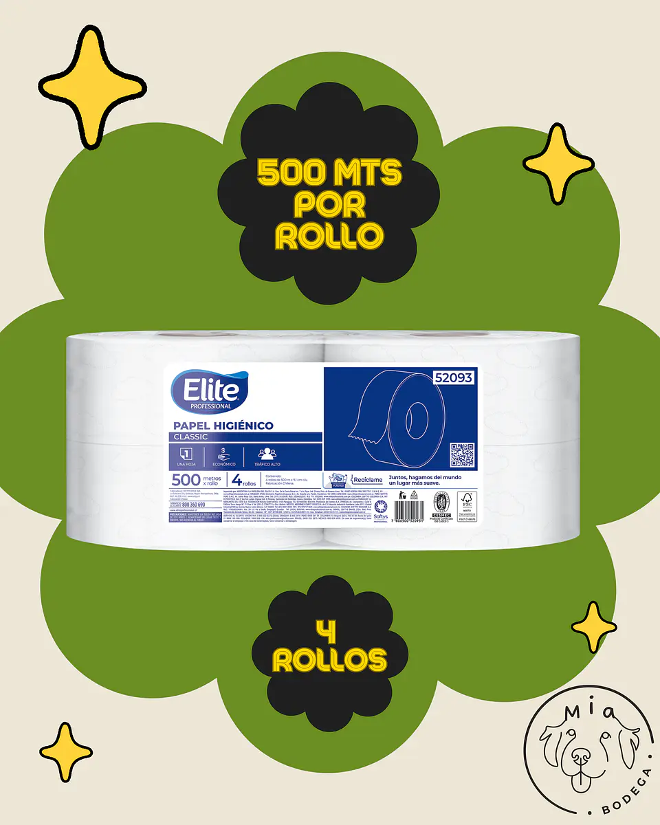 Papel Higienico Rollo Una Hoja - 500 Mts Elite Professional 1