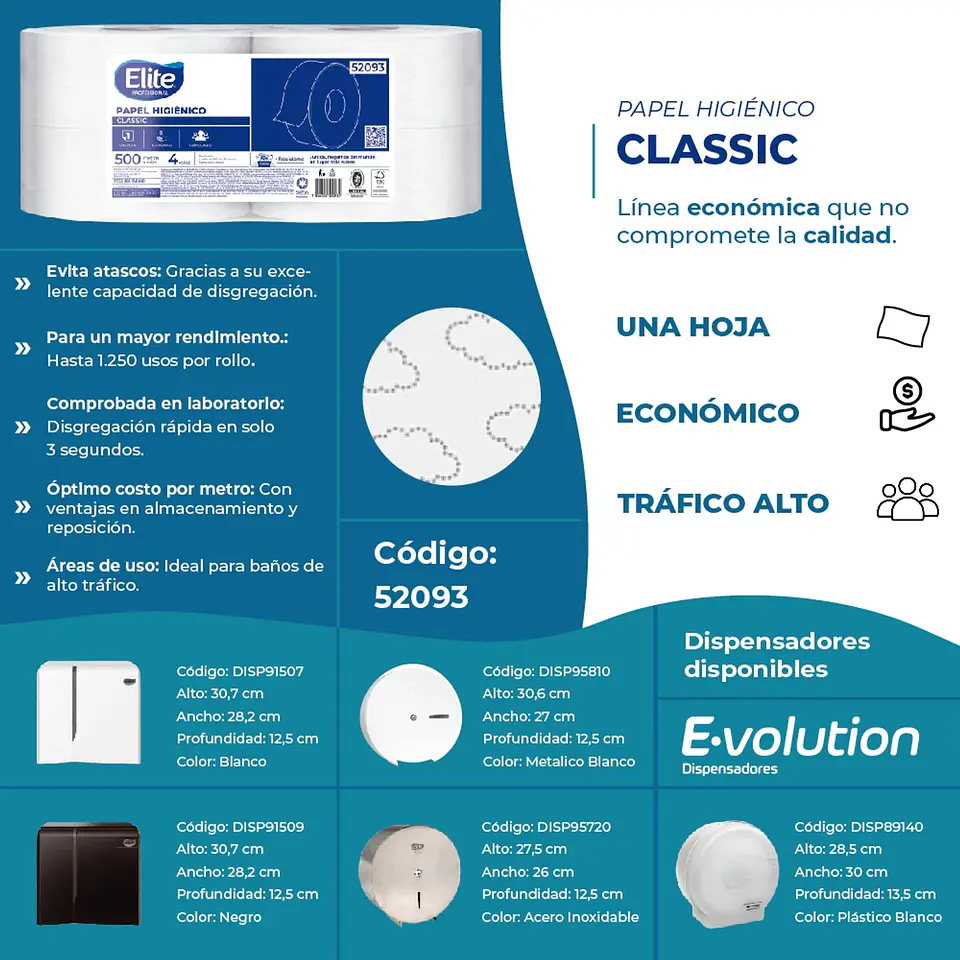 Papel Higienico Rollo Una Hoja - 500 Mts Elite Professional 3