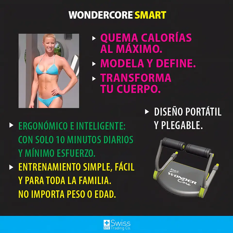 Ejercitador Abdominal Wonder Core Smart Plegable Resistencia Ajustable 5