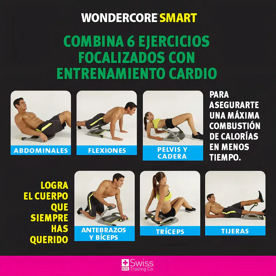 Ejercitador Abdominal Wonder Core Smart Plegable Resistencia Ajustable 6