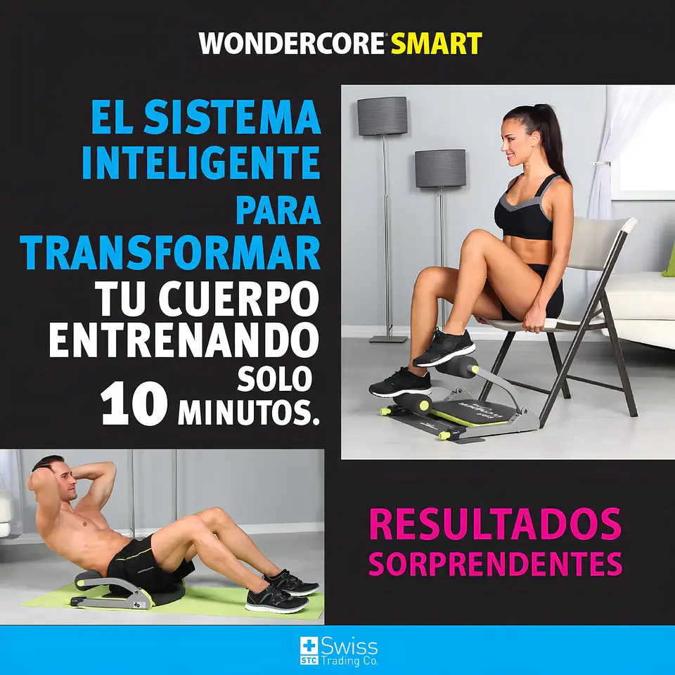 Ejercitador Abdominal Wonder Core Smart Plegable Resistencia Ajustable 7
