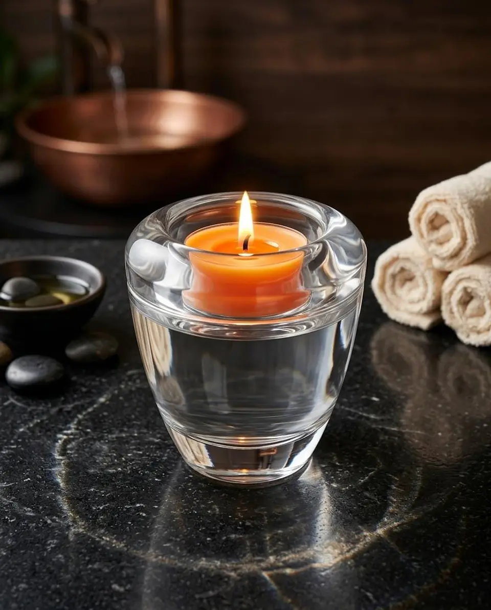 18 Velas/Tealights + 6 Portavelas de vidrio 5