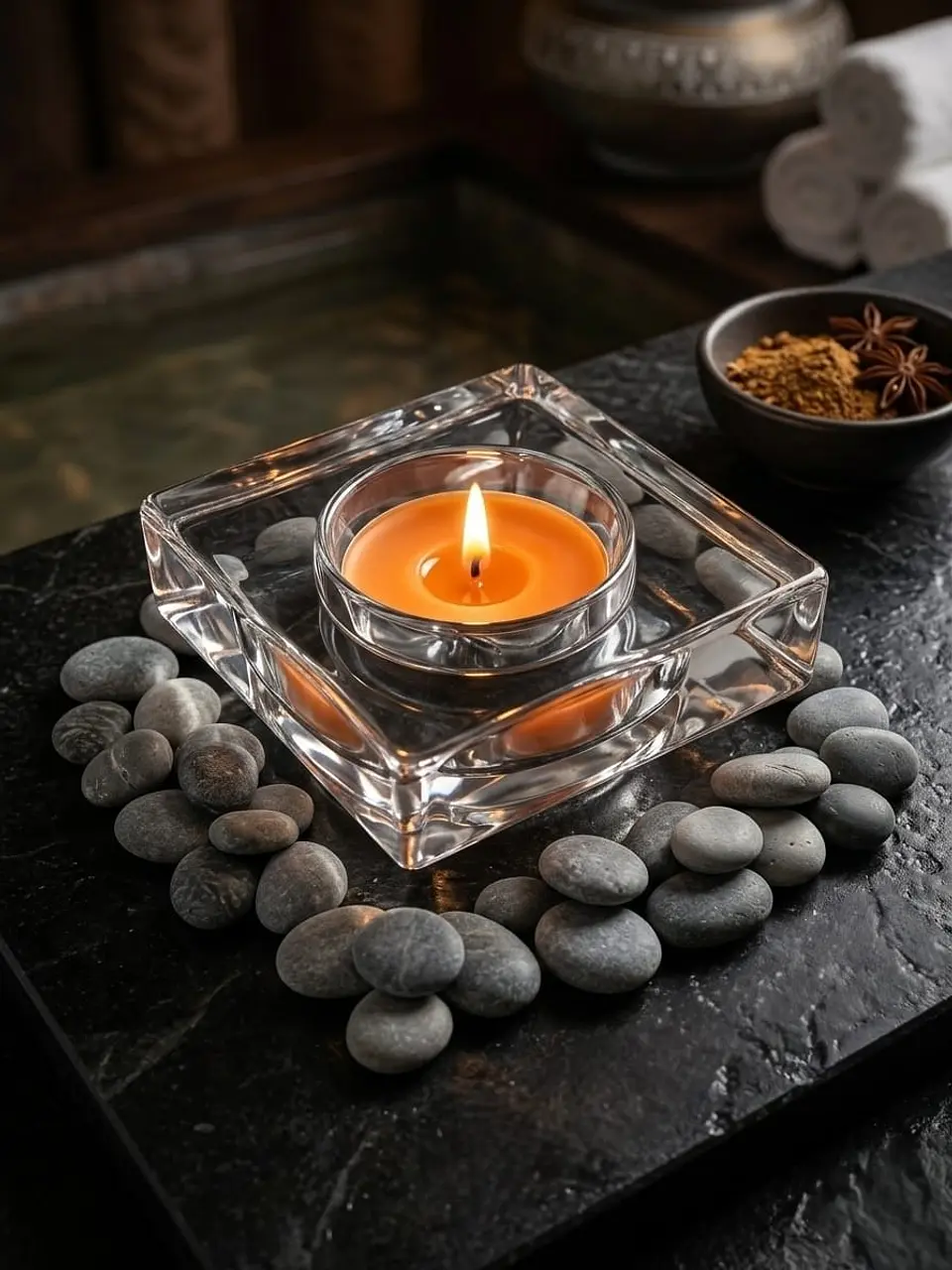 18 Velas/Tealights + 6 Portavelas de vidrio 8