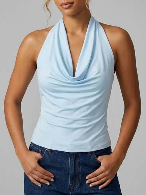Top Halter Azul