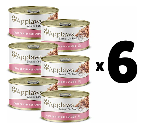 Applaws 6 Latas Alimento Sabor Atún con Camarón para Gatos 420 g