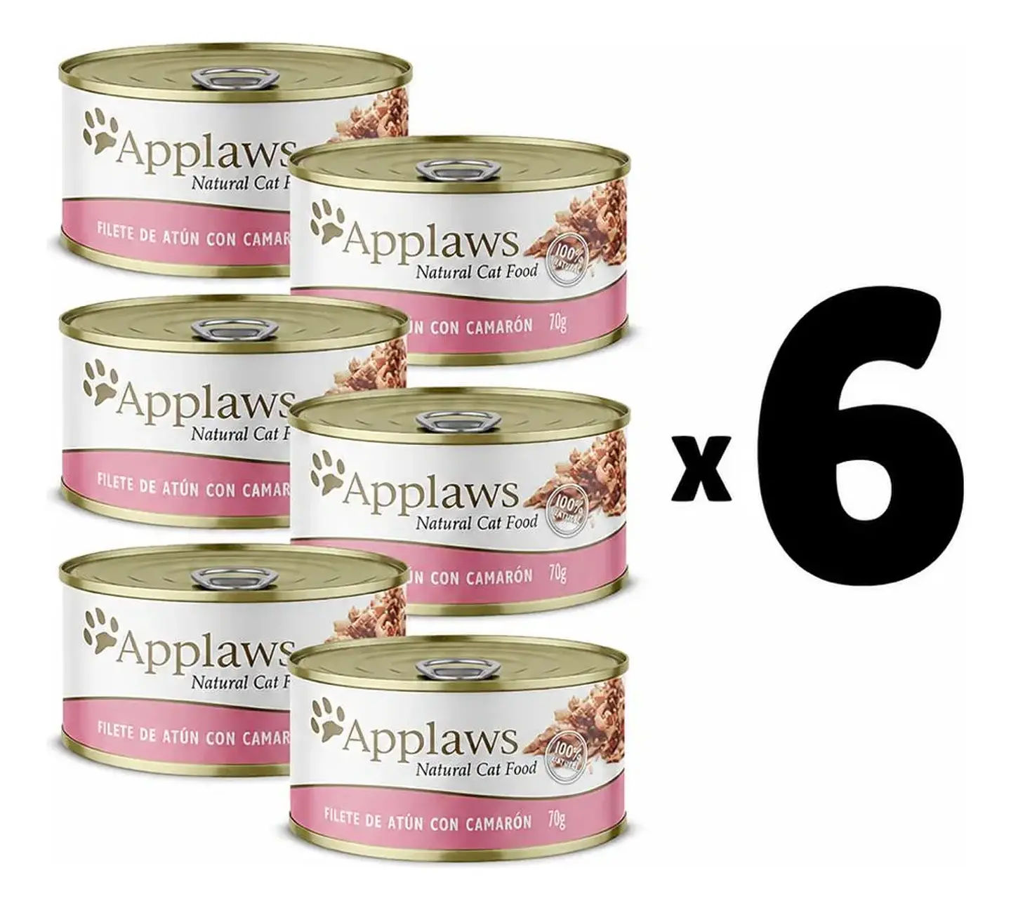 Applaws 6 Latas Alimento Sabor Atún con Camarón para Gatos 420 g 1