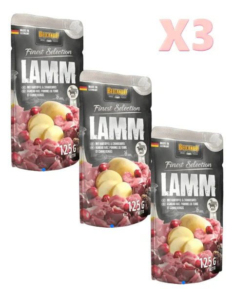 Belcando 3 Sachets Cordero Patatas Lamm Para Perros 125 g 