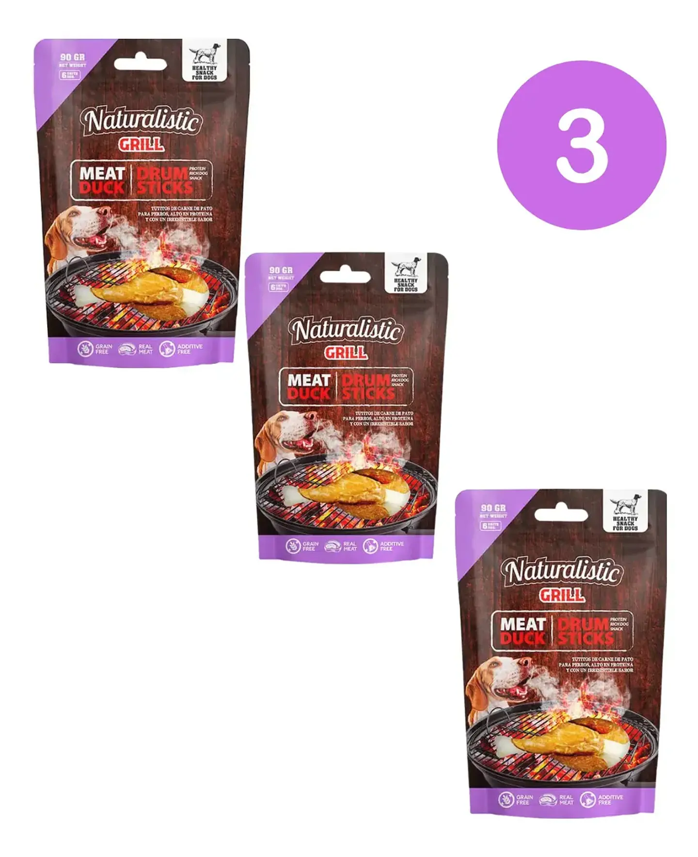 Naturalistic MeatSnack para Perro Sabor Pato 90 g Pack x3 1