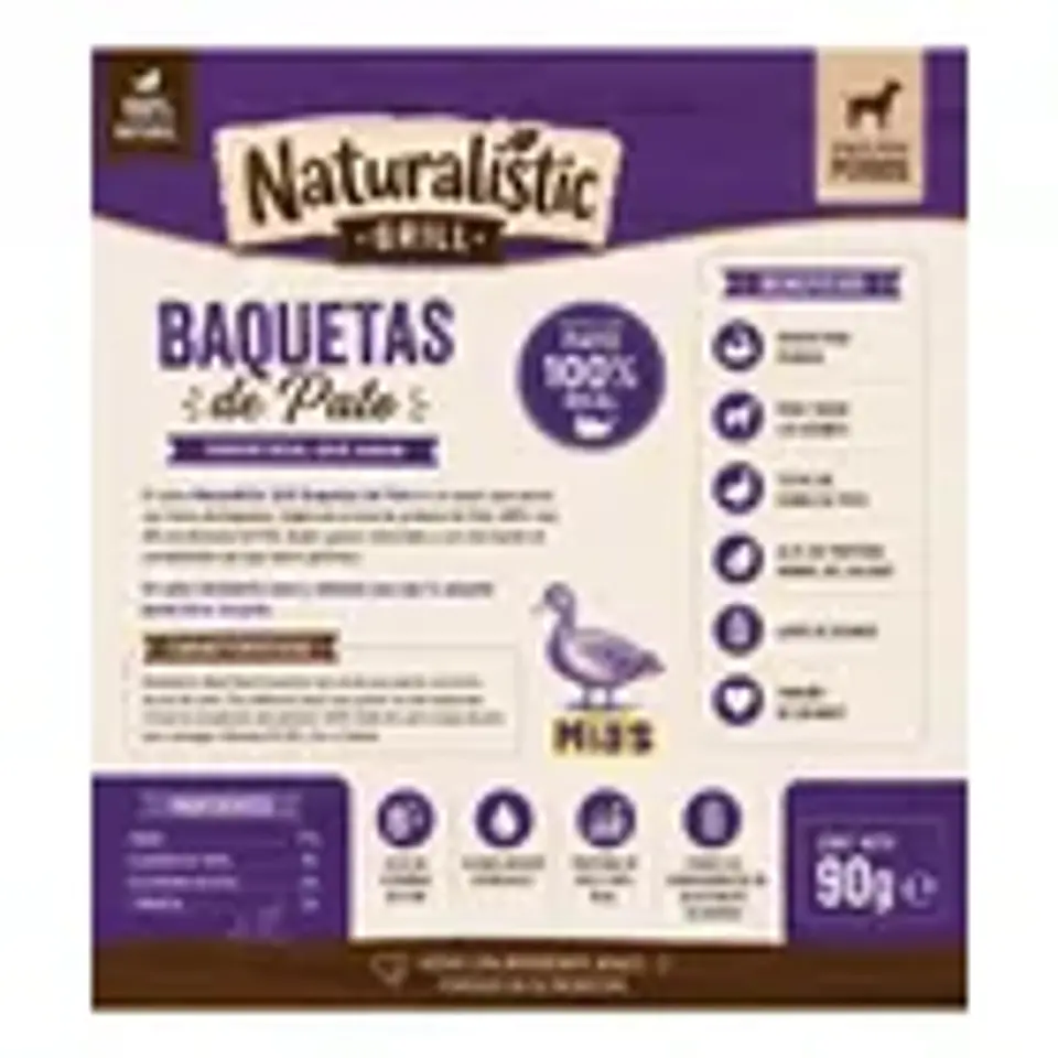Naturalistic MeatSnack para Perro Sabor Pato 90 g Pack x3 3