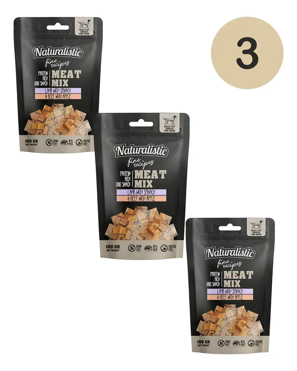 Naturalistic Snacks para Perro Meatmix Sabor Cordero & Carne 300 g Pack x3 1
