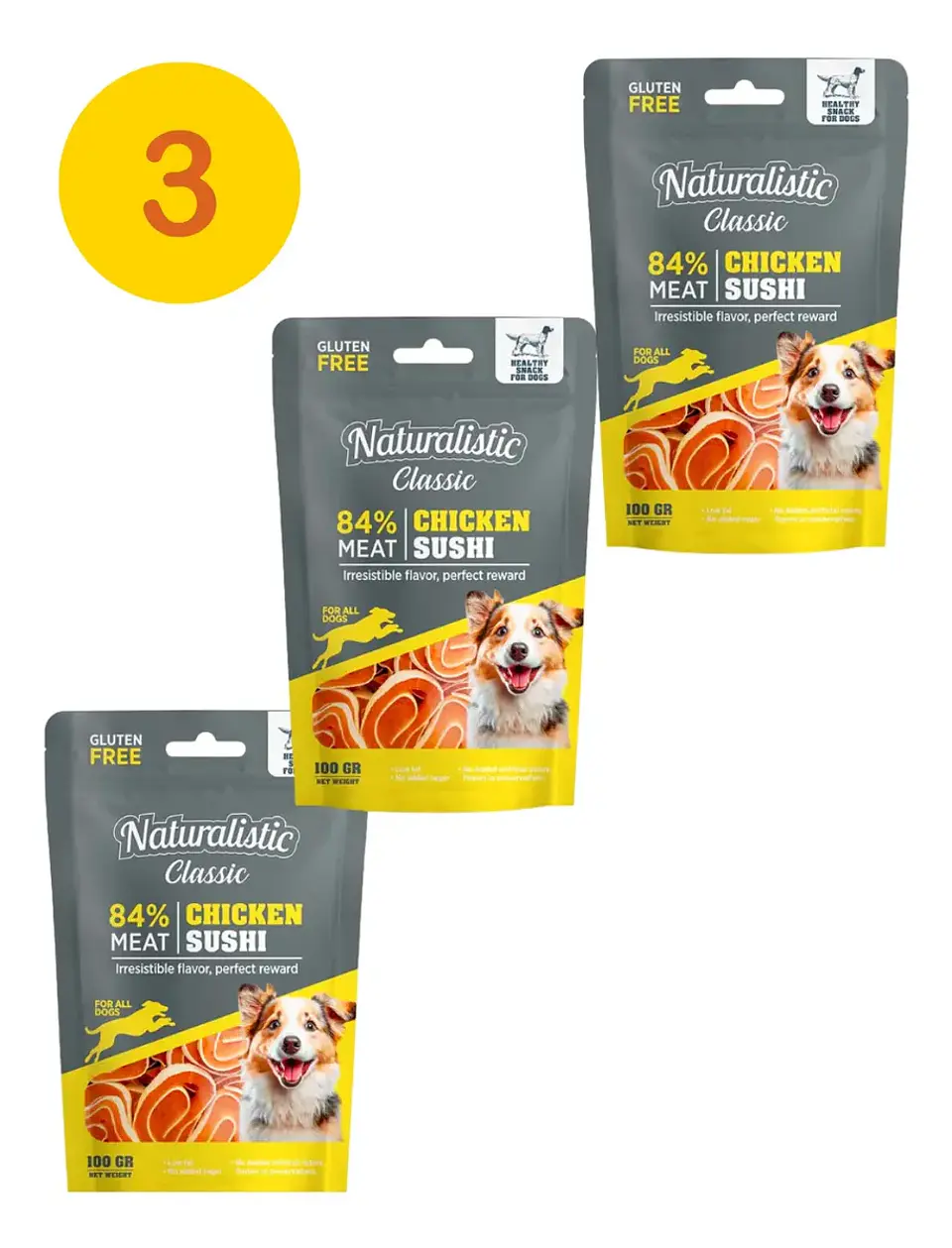 Naturalistic Clasicc Pollo Sushi para Perro 100 g Pack x3 1