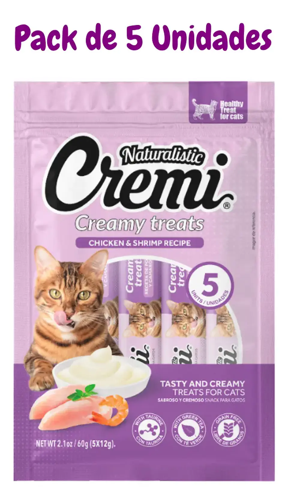 Naturalistics Alimento para Gatos Sabor Pollo 60 g Pack x5 1