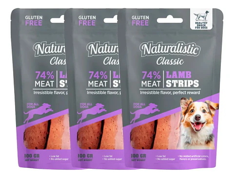 Naturalistics Snack para Perro -Tiritas de Cordero 100 g Pack x3
