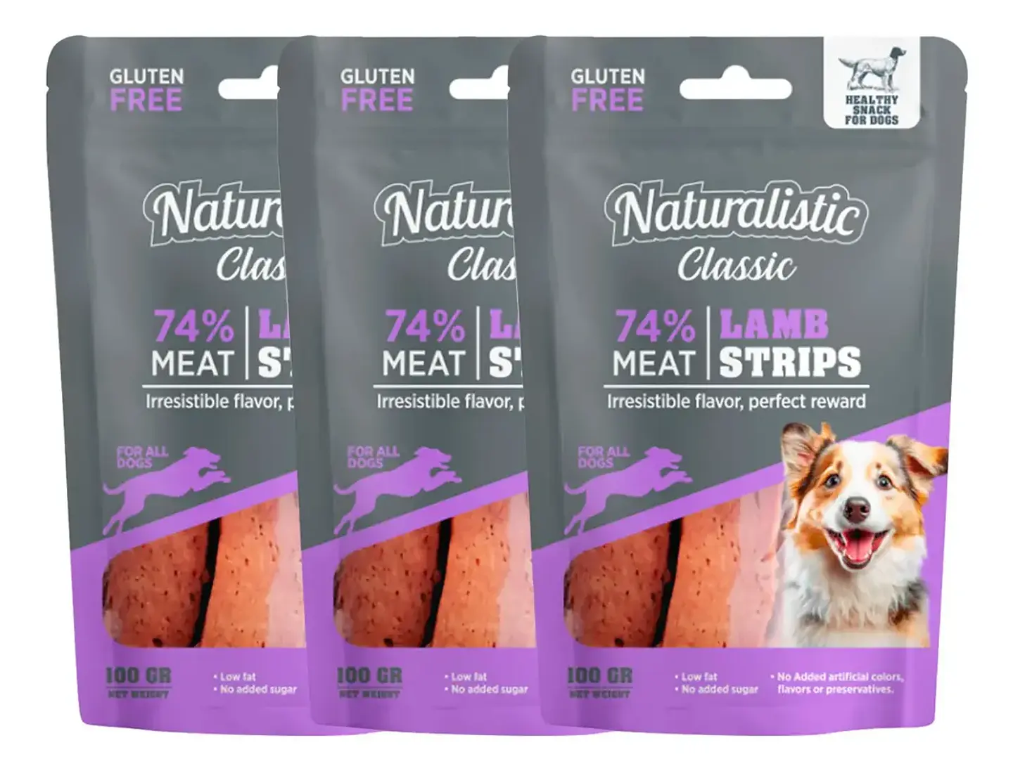 Naturalistics Snack para Perro -Tiritas de Cordero 100 g Pack x3 1