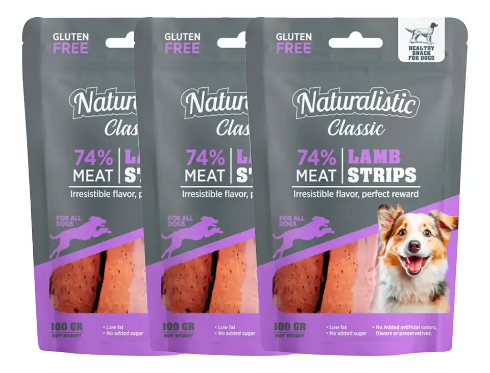 Naturalistics Snack para Perro -Tiritas de Cordero 100 g Pack x3 1