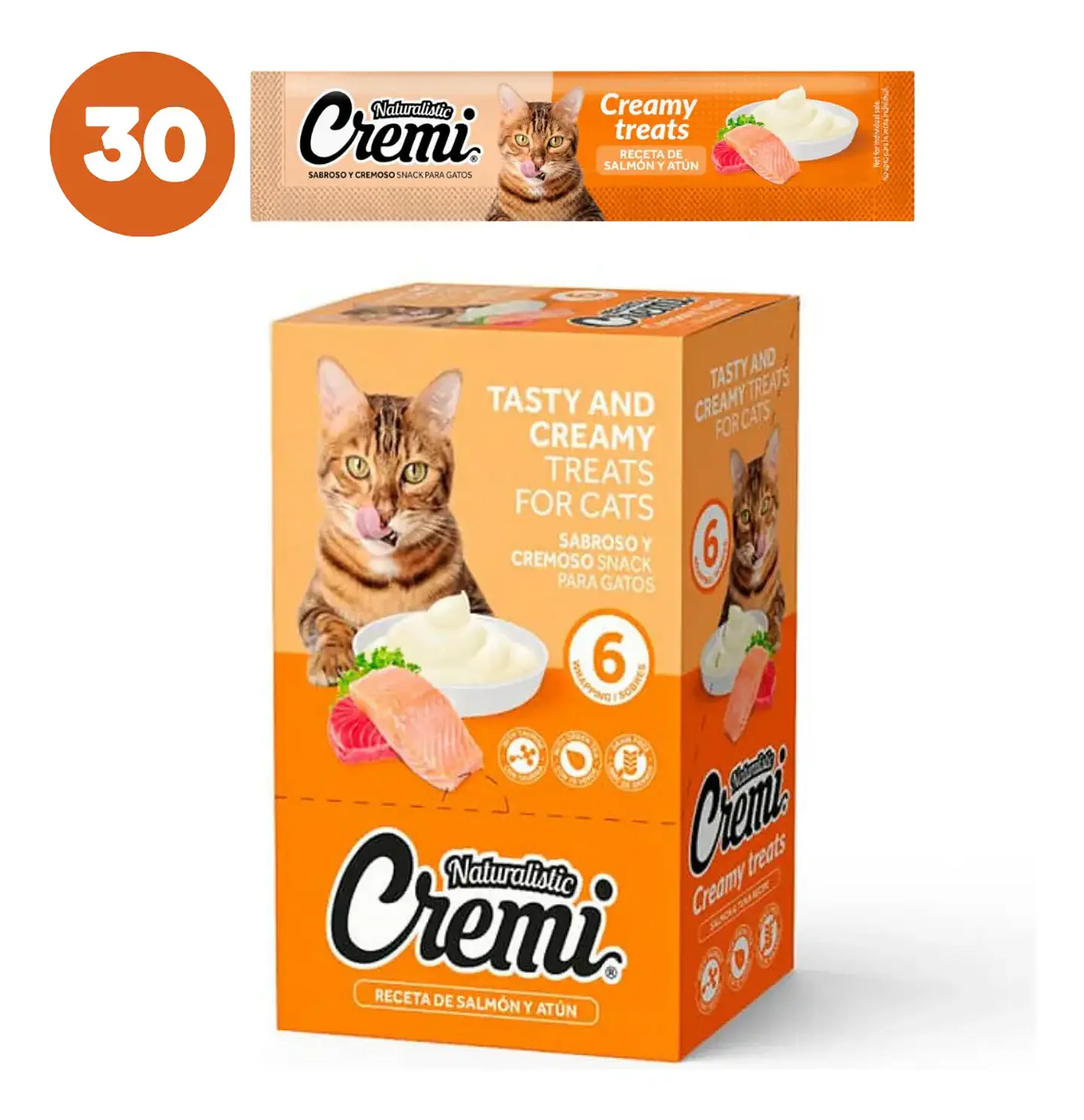Naturalistics  Snack Húmedo Cremi para Gato Sabor Salmón y Atún Pack x30 1